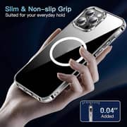 Iphone 15 Pro Magsafe Shockproof Anti Yellowing Crystal Clear Military Grade Protection Bumper Case Cover (Transparent)