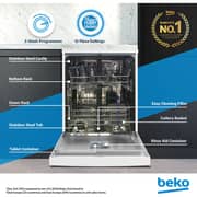 Beko Freestanding Dishwasher, 13 Place Settings, 5 Programs, A++ Energy Rating, White - DVN05320W