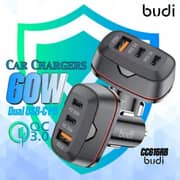 Budi Quick Charge 3.0 Car Charger Black