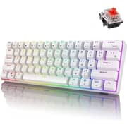 Royal Kludge RK61-HP-WH/RD Wired 60% Mechanical Gaming Keyboard RGB Backlit Ultra-Compact Hot-Swappable Red Switch White