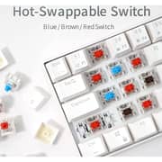 Royal Kludge RK61-HP-WH/RD Wired 60% Mechanical Gaming Keyboard RGB Backlit Ultra-Compact Hot-Swappable Red Switch White