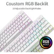 Royal Kludge RK61-HP-WH/RD Wired 60% Mechanical Gaming Keyboard RGB Backlit Ultra-Compact Hot-Swappable Red Switch White