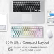Royal Kludge RK61-HP-WH/RD Wired 60% Mechanical Gaming Keyboard RGB Backlit Ultra-Compact Hot-Swappable Red Switch White