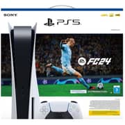 Sony PlayStation 5 Disc Console White - Middle East Version + FC24 Voucher Bundle