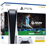 Sony PlayStation 5 Disc Console White - Middle East Version + FC24 Voucher Bundle