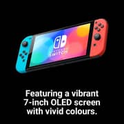 Nintendo Switch OLED Console 64GB Neon Blue/Neon Red + Sushi Striker + DC Super HeroGirls + Harvest Moon: One World Game