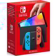 Nintendo Switch OLED Console 64GB Neon Blue/Neon Red + Sushi Striker + DC Super HeroGirls + Harvest Moon: One World Game