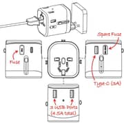 Travelmall 1 Pc 4 Port Travel Adaptor Black