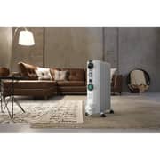 DeLonghi Oil-Filled Radiator , Quiet Adjustable Thermostat, 12 Fins , Digital Timer ,Full Room, 3 Heat Settings, Space Heater, ECO Energy Saving Mode, Safety Features, Light Gray, Radia S -TRRS1225