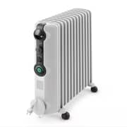 DeLonghi Oil-Filled Radiator , Quiet Adjustable Thermostat, 12 Fins , Digital Timer ,Full Room, 3 Heat Settings, Space Heater, ECO Energy Saving Mode, Safety Features, Light Gray, Radia S -TRRS1225