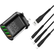 Platinum Vital Series Quad USB Charger And 3-in-1 Cable Black