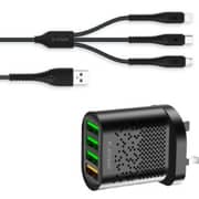 Platinum Vital Series Quad USB Charger And 3-in-1 Cable Black