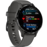 Garmin 010-02785-00 Venu 3s Smartwatch Slate Stainless Steel Bezel With Pebble Gray Case And Silicone Band