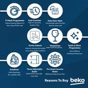 Beko Freestanding Dishwasher, 15 Place Settings, 11 Programs, A++ Energy Rating, Manhattan Grey - BDEN38533GC