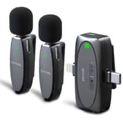 Porodo Dual Connector Lavalier Microphone Dual Mic Black