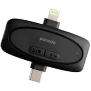 Porodo Dual Connector Lavalier Microphone Dual Mic Black