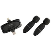 Porodo Dual Connector Lavalier Microphone Dual Mic Black