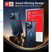 Torras Ostand Magnetic Case With Stand Black Titanium iPhone 15 Pro