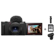  سوني ZV1M2 كاميرا بدون مرآة باللون الأسود + مقبض التصوير GPVPT2 + بطاقة الذاكرة + ميكروفون