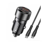 Yesido Y55 60W Fast Charging Car Charger | With TC to TC cable car cigarette lighting port charger adapter - Black