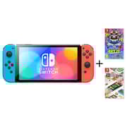 Nintendo Switch Home Console 64GB Neon Red/Neon Blue + Warioware: Get It Together Game + 51 Worldwide Game