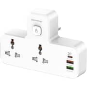 Glassology Multi 3 in 1 Power Extension Plug Outlet Splitter, 20W USB-C PD Quick Charge Port, 2 USB-A QC3.0, 2 Universal Outlets Power Extender for Home Office Dorm Room Essentials