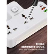 Glassology 2 Way Power Strip with 3 USB Ports White