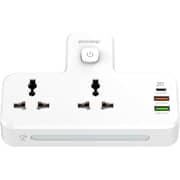 Glassology Multi 3 in 1 Power Extension Plug Outlet Splitter, 20W USB-C PD Quick Charge Port, 2 USB-A QC3.0, 2 Universal Outlets Power Extender for Home Office Dorm Room Essentials