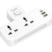 Glassology Multi 3 in 1 Power Extension Plug Outlet Splitter, 20W USB-C PD Quick Charge Port, 2 USB-A QC3.0, 2 Universal Outlets Power Extender for Home Office Dorm Room Essentials
