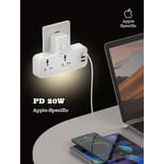 Glassology Multi 3 in 1 Power Extension Plug Outlet Splitter, 20W USB-C PD Quick Charge Port, 2 USB-A QC3.0, 2 Universal Outlets Power Extender for Home Office Dorm Room Essentials
