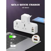 Glassology Multi 3 in 1 Power Extension Plug Outlet Splitter, 20W USB-C PD Quick Charge Port, 2 USB-A QC3.0, 2 Universal Outlets Power Extender for Home Office Dorm Room Essentials