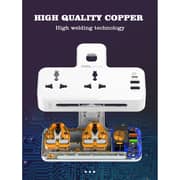 Glassology 2 Way Power Strip with 3 USB Ports White