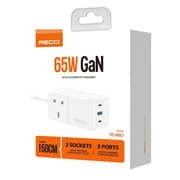 Recci GaN Fast Charger 65W 3-Port USB-C & USB-A – White – RC48U