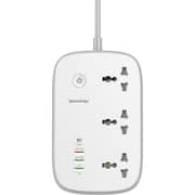 Glassology Universal Smart 3 Plug Power Strip With 4 USB White