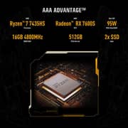 Asus TUF Gaming A16 Advantage Edition (2024) Laptop - AMD Ryzen 7-7435HS / 16inch FHD+ / 512GB SSD / 16GB RAM / 8GB AMD Radeon RX 7600S Graphics / Windows 11 Home / English & Arabic Keyboard / Sandstorm / Middle East Version - [FA617NSR-N3028W]