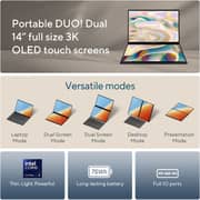 Asus Zenbook Duo OLED (2023) Ultrabook - 1st Series / Intel Core Ultra 7-155H / 14inch 3K OLED / 1TB SSD / 16GB RAM / Shared Intel Arc Graphics / Windows 11 Home / Inkwell Gray - [UX8406MA-OLEDI7IG]