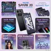 Tecno Spark 20 256GB Gravity Black 4G Smartphone