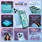 Tecno Spark 20 256GB Magic Skin 2.0 Blue 4G Smartphone