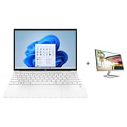 HP Pavilion Aero (2023) Ultrabook - AMD Ryzen 7-7735U / 13.3inch WQXGA / 1TB SSD / 16GB RAM / Shared AMD Radeon Graphics / Windows 11 Home / English & Arabic Keyboard / Silver / Middle East Version - [13-BE2007NE] + 24FW Monitor