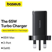 Baseus GaN5 Pro Type-C + USB-A Fast Charging Adapter 1m Black
