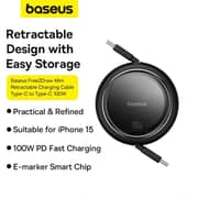 Baseus Free2Draw Mini Retractable Type C to Type C Fast Charging Data Cable 1m White