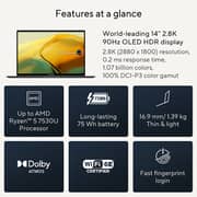 Asus Zenbook 14 OLED (2023) Laptop - AMD Ryzen 5-7530U / 14inch 2.8K / 512GB SSD / 8GB RAM / Shared AMD Radeon Graphics / Windows 11 Home / Jade Black - [UM3402YA-KM393W]