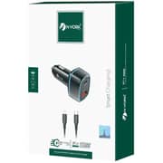 نيو-يورك شاحن سيارة بمنفذين فائق السرعة مع كآبل PD إلى لايتنينج باللون الأسود