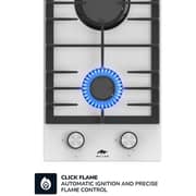 Millen 30cm Built-in 2 Burner Gas Hob White Glass Finish MGHG 3001 WH