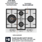 Millen 65cm Built-in 4 Burner Gas Hob White Glass Finish MGHG 6502 WH