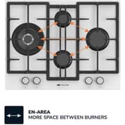 Millen 65cm Built-in 4 Burner Gas Hob White Glass Finish MGHG 6502 WH