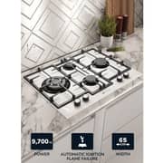 Millen 65cm Built-in 4 Burner Gas Hob White Glass Finish MGHG 6502 WH