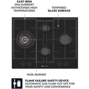 Millen 65cm Built-in 4 Burner Gas Hob Black Glass Finish MGHG 6503 BL