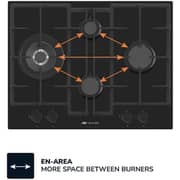 Millen 65cm Built-in 4 Burner Gas Hob Black Glass Finish MGHG 6503 BL