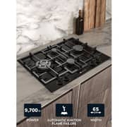Millen 65cm Built-in 4 Burner Gas Hob Black Glass Finish MGHG 6503 BL